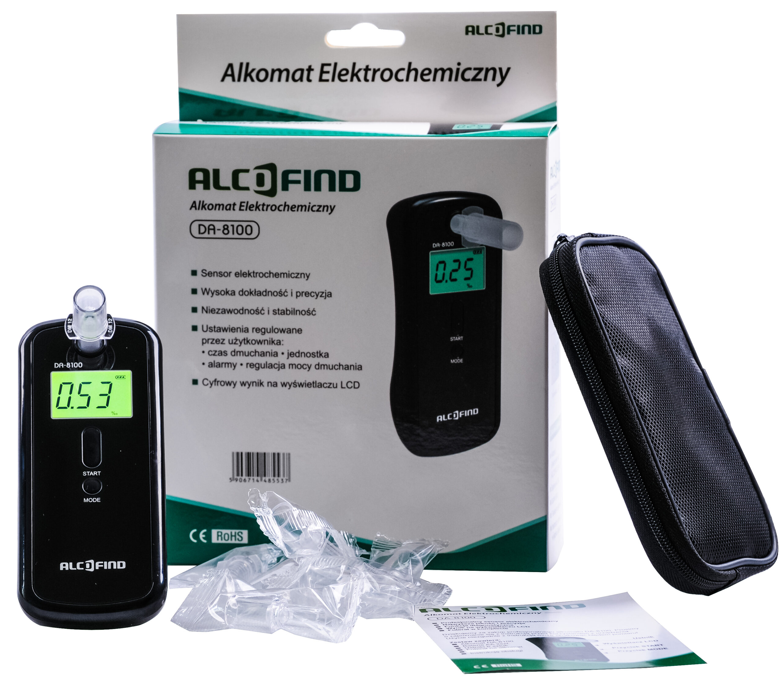 Alkomat marki AlcoFind DA8100 + 10 lat Gwarancji plus nielimitowane kalibracje